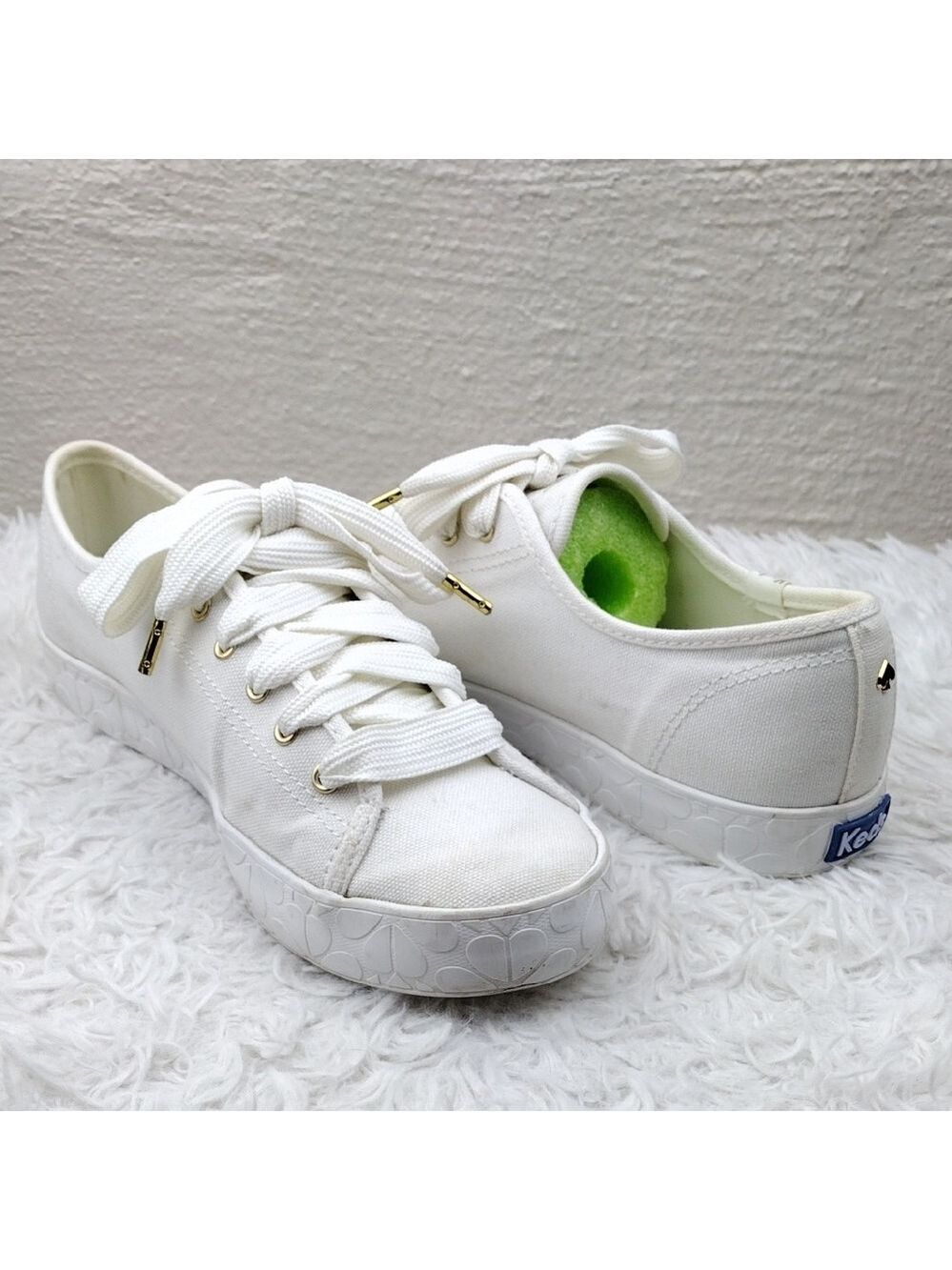Keds For Kate Spade White Canvas Lace Up Platform Sole Low Top Sneaker Shoe